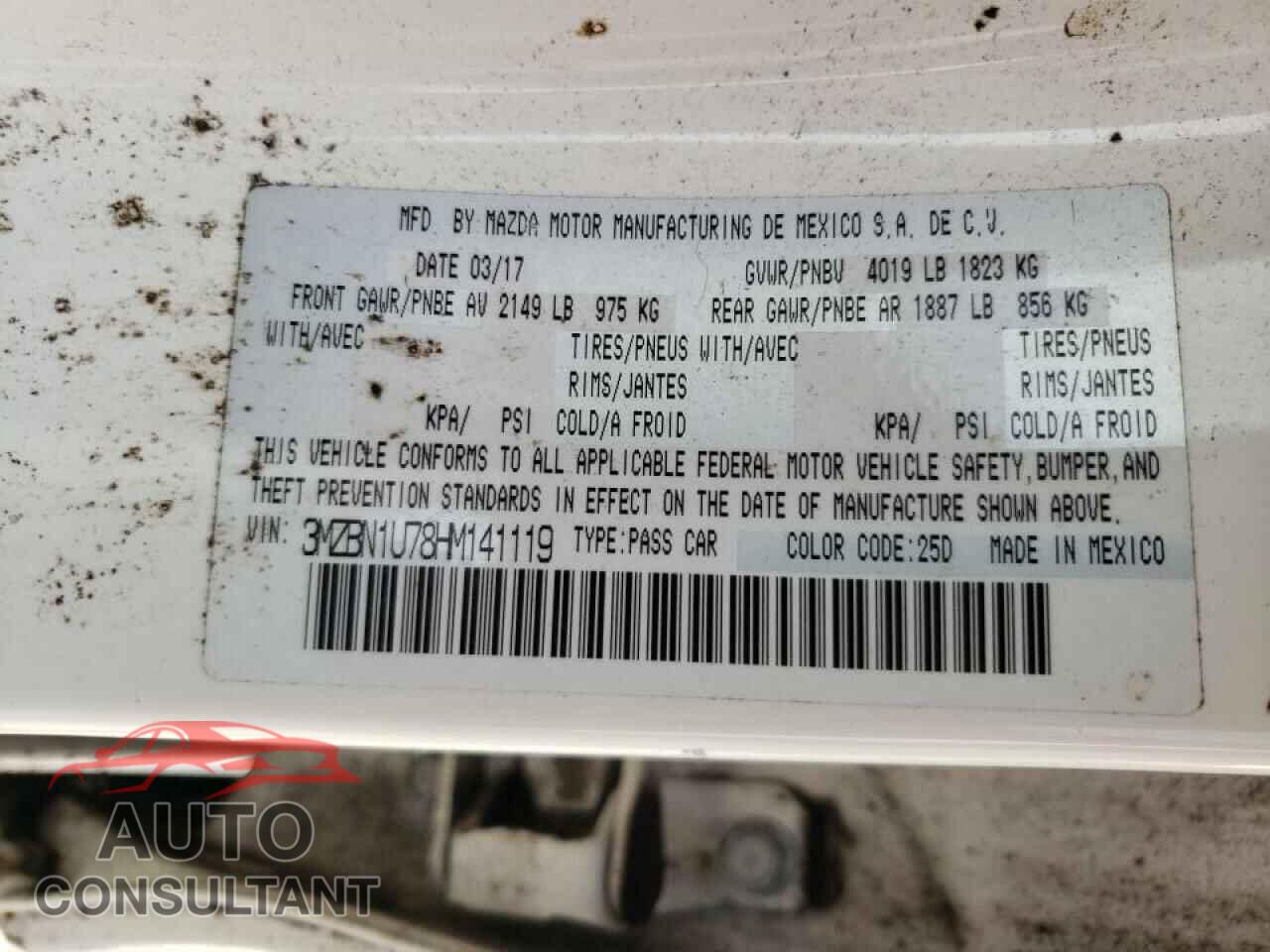 MAZDA 3 2017 - 3MZBN1U78HM141119