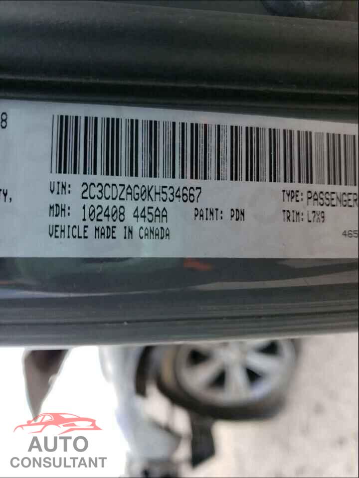 DODGE CHALLENGER 2019 - 2C3CDZAG0KH534667