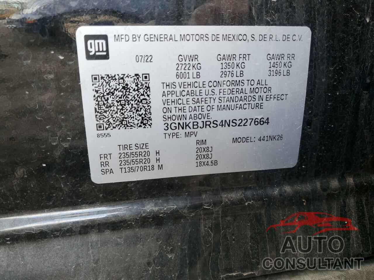 CHEVROLET BLAZER 2022 - 3GNKBJRS4NS227664