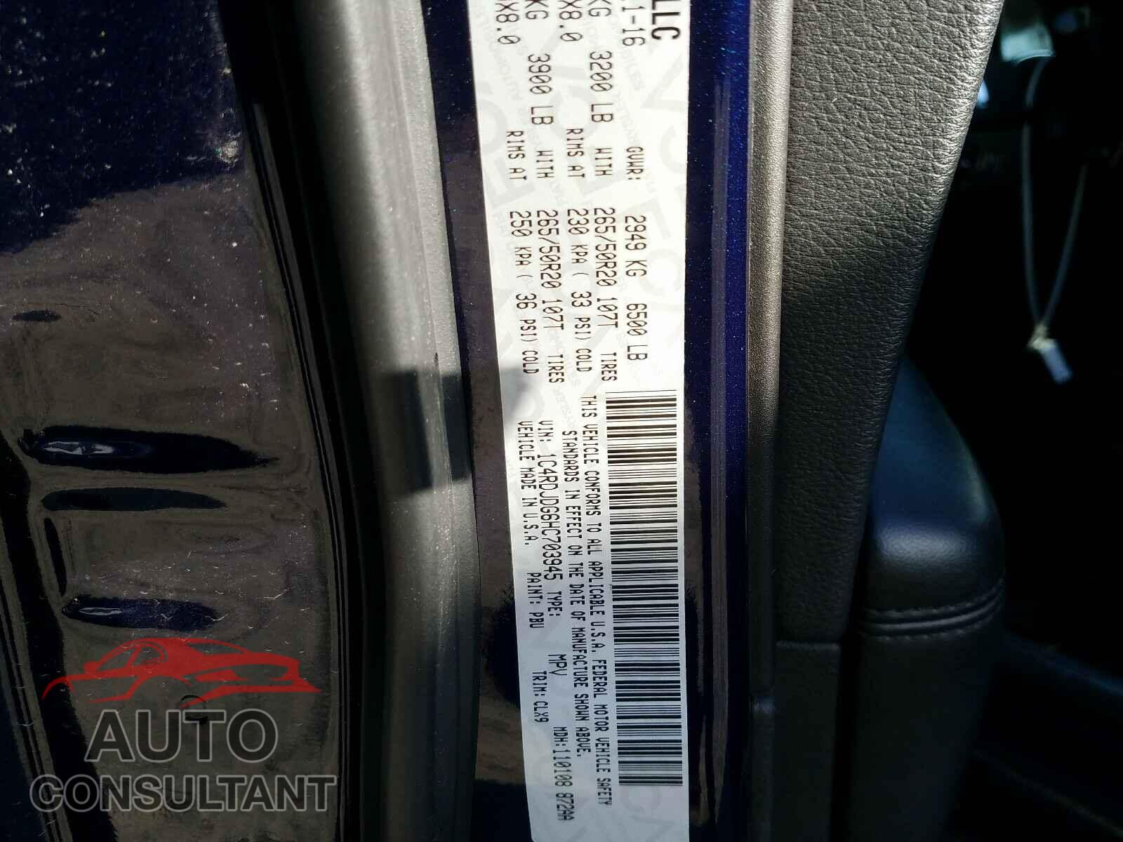 DODGE DURANGO 2017 - 1C4RDJDG6HC703945