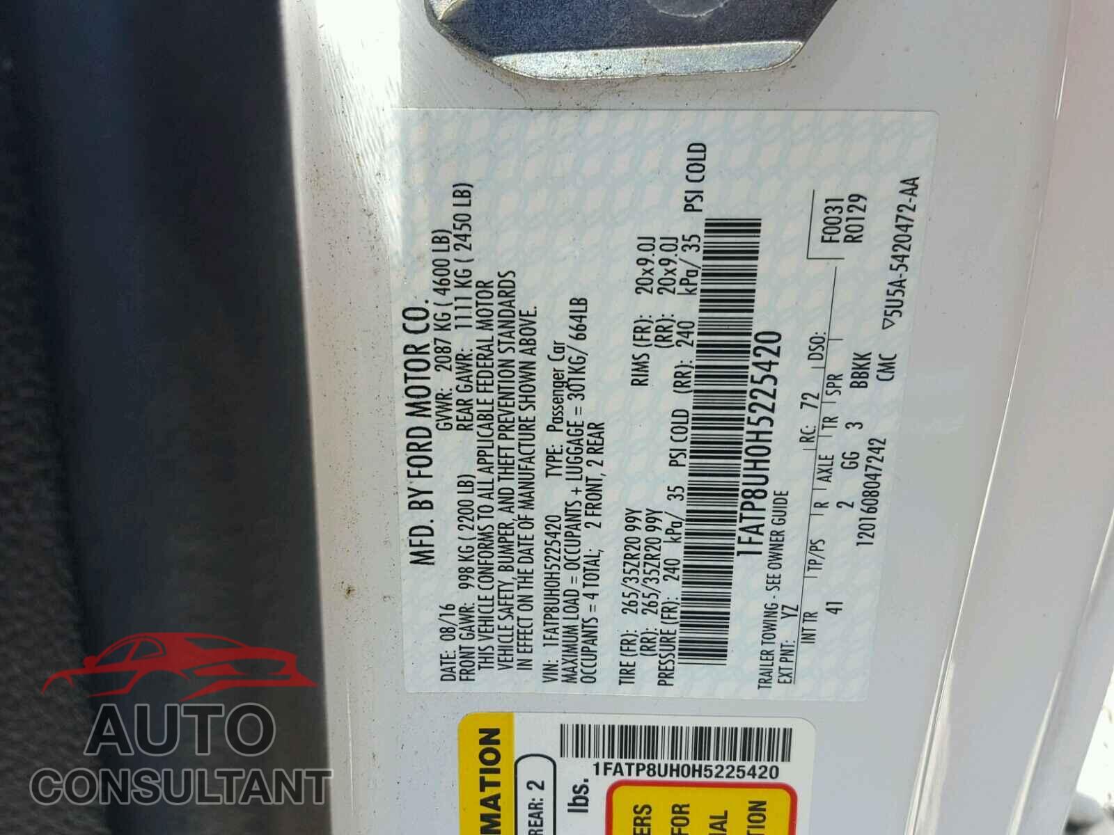 FORD MUSTANG 2017 - 1FATP8UH0H5225420