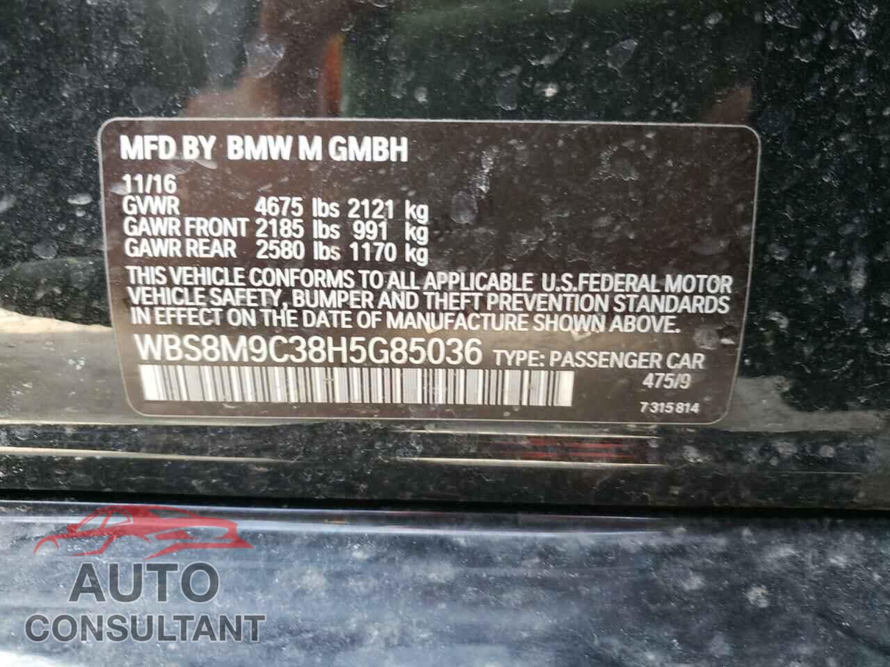BMW M3 2017 - WBS8M9C38H5G85036
