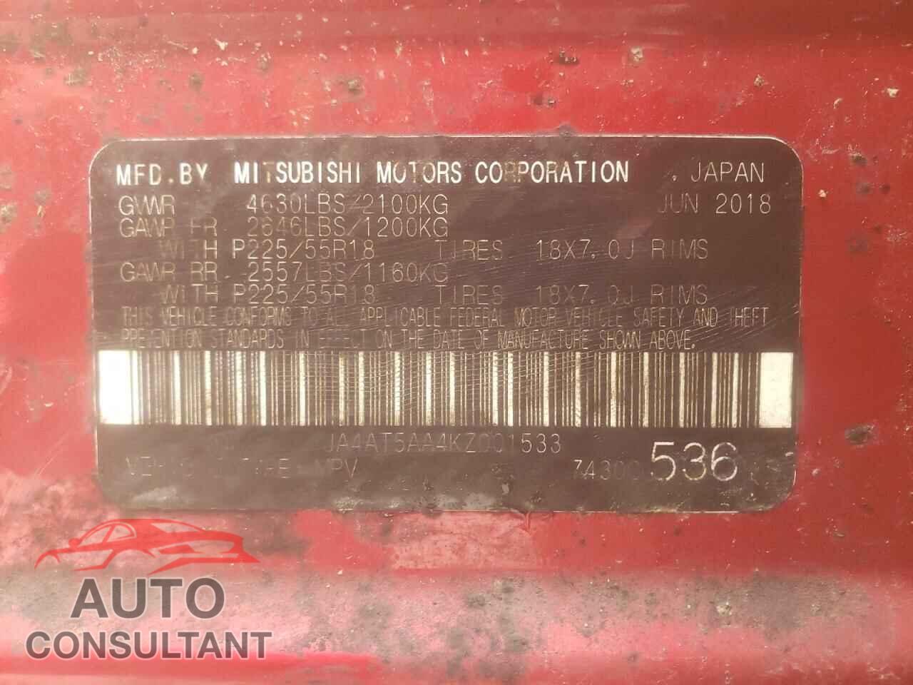 MITSUBISHI ECLIPSE 2019 - JA4AT5AA4KZ001533