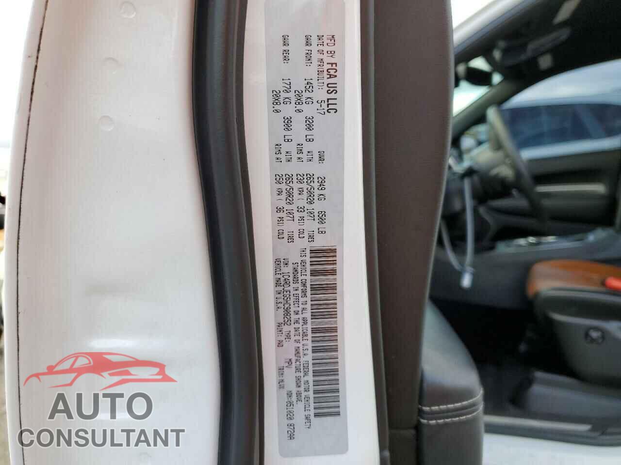 DODGE DURANGO 2017 - 1C4RDJEG5HC908252
