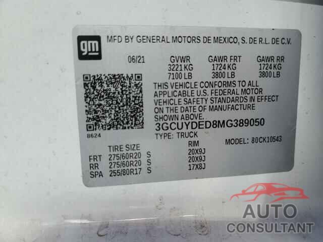 CHEVROLET ALL Models 2021 - 3GCUYDED8MG389050