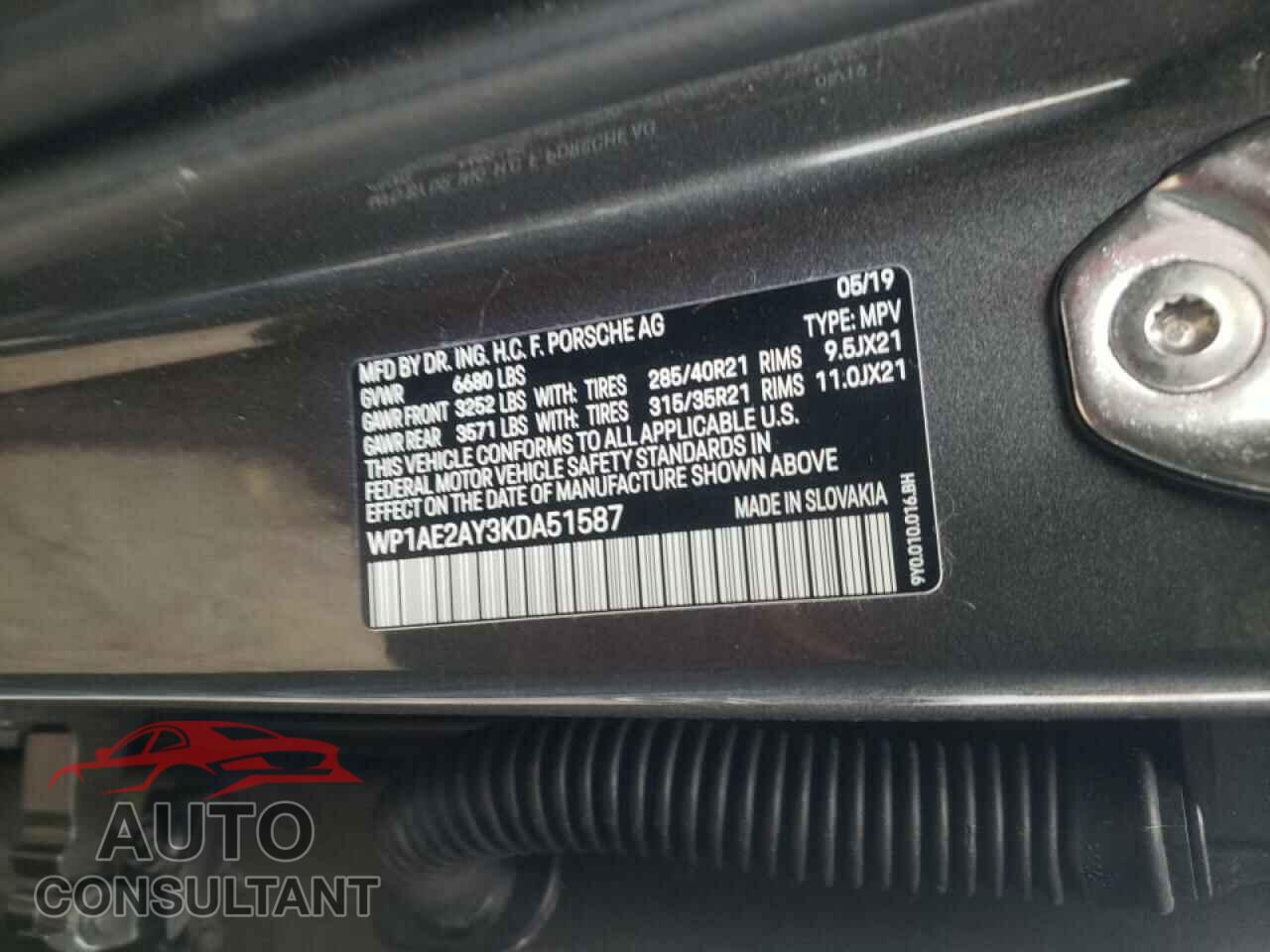 PORSCHE CAYENNE 2019 - WP1AE2AY3KDA51587