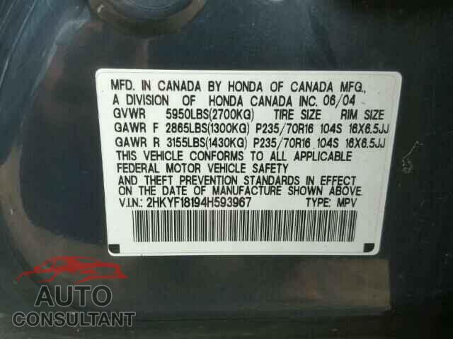 HONDA PILOT 2004 - 4JGDA5HB6JB089916