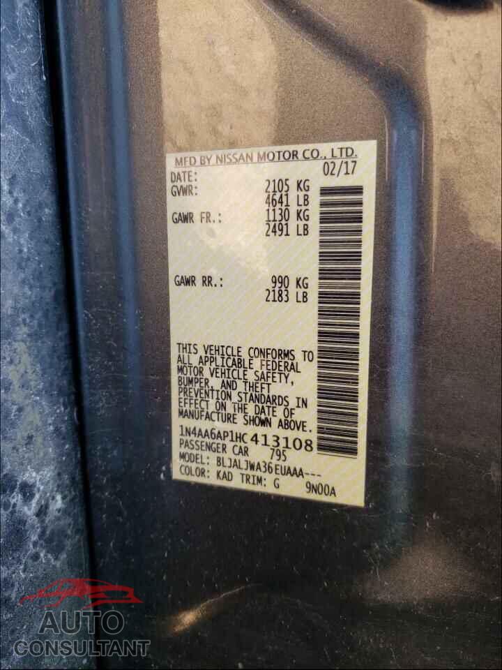 NISSAN MAXIMA 2017 - 1N4AA6AP1HC413108