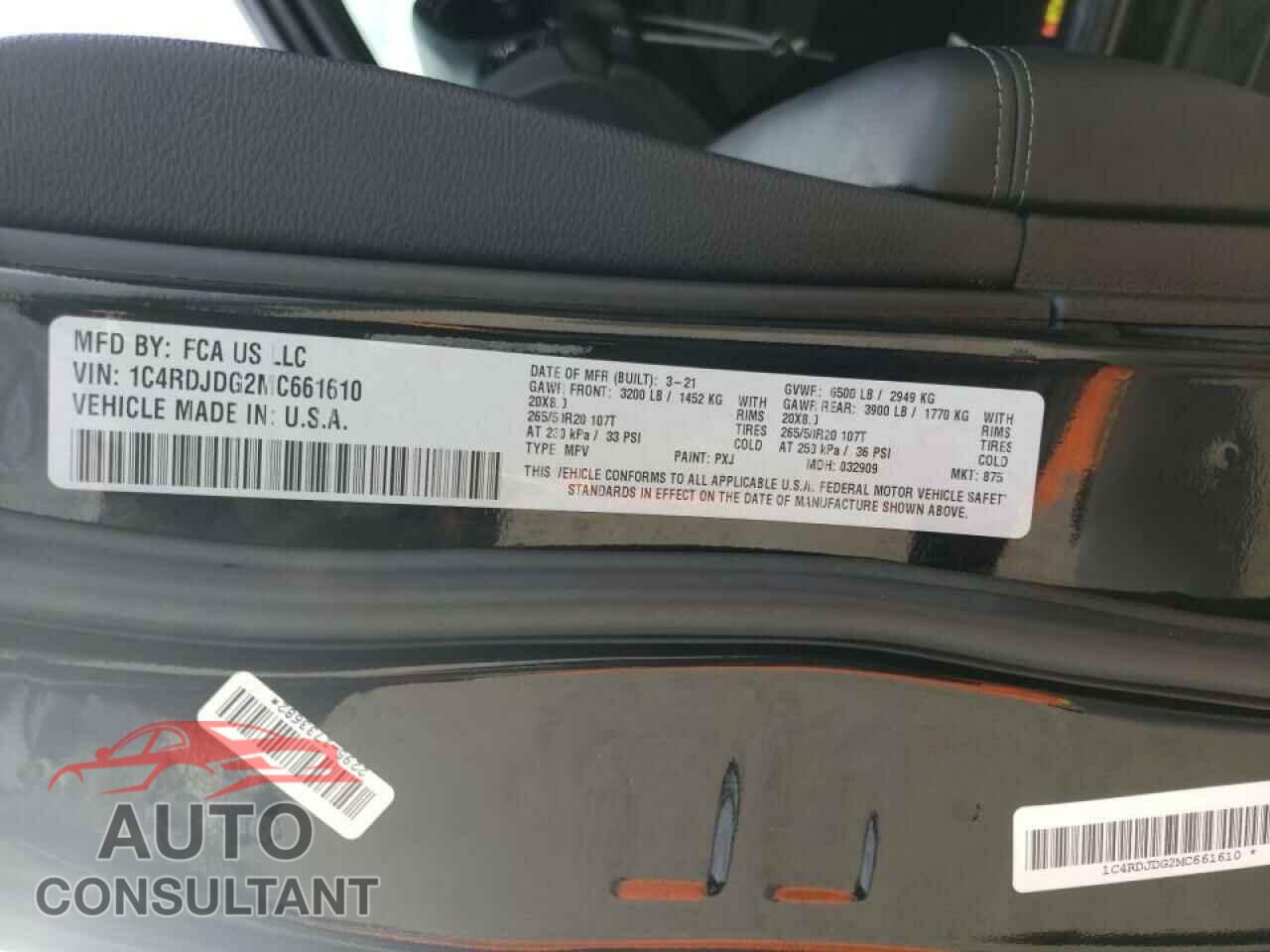 DODGE DURANGO 2021 - 1C4RDJDG2MC661610