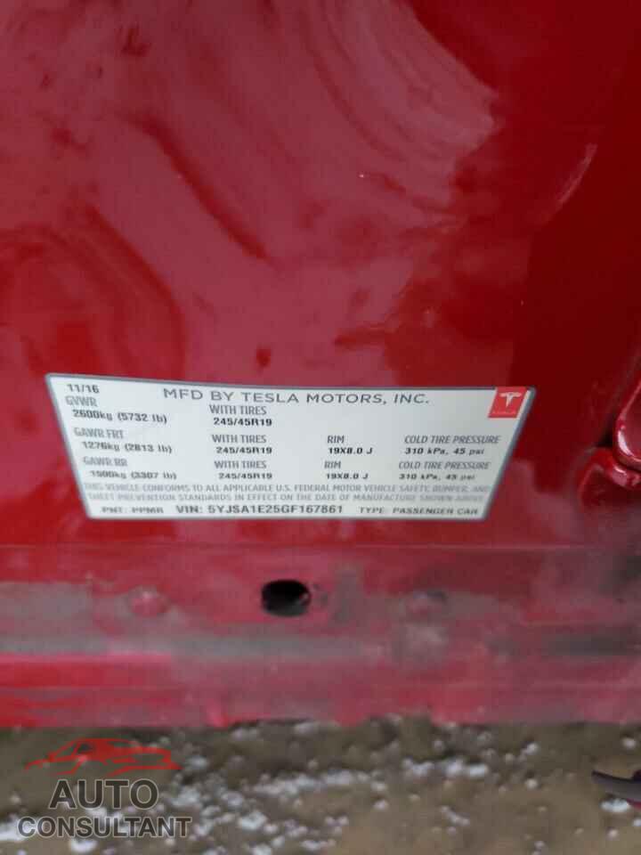 TESLA MODEL S 2016 - 5YJSA1E25GF167861