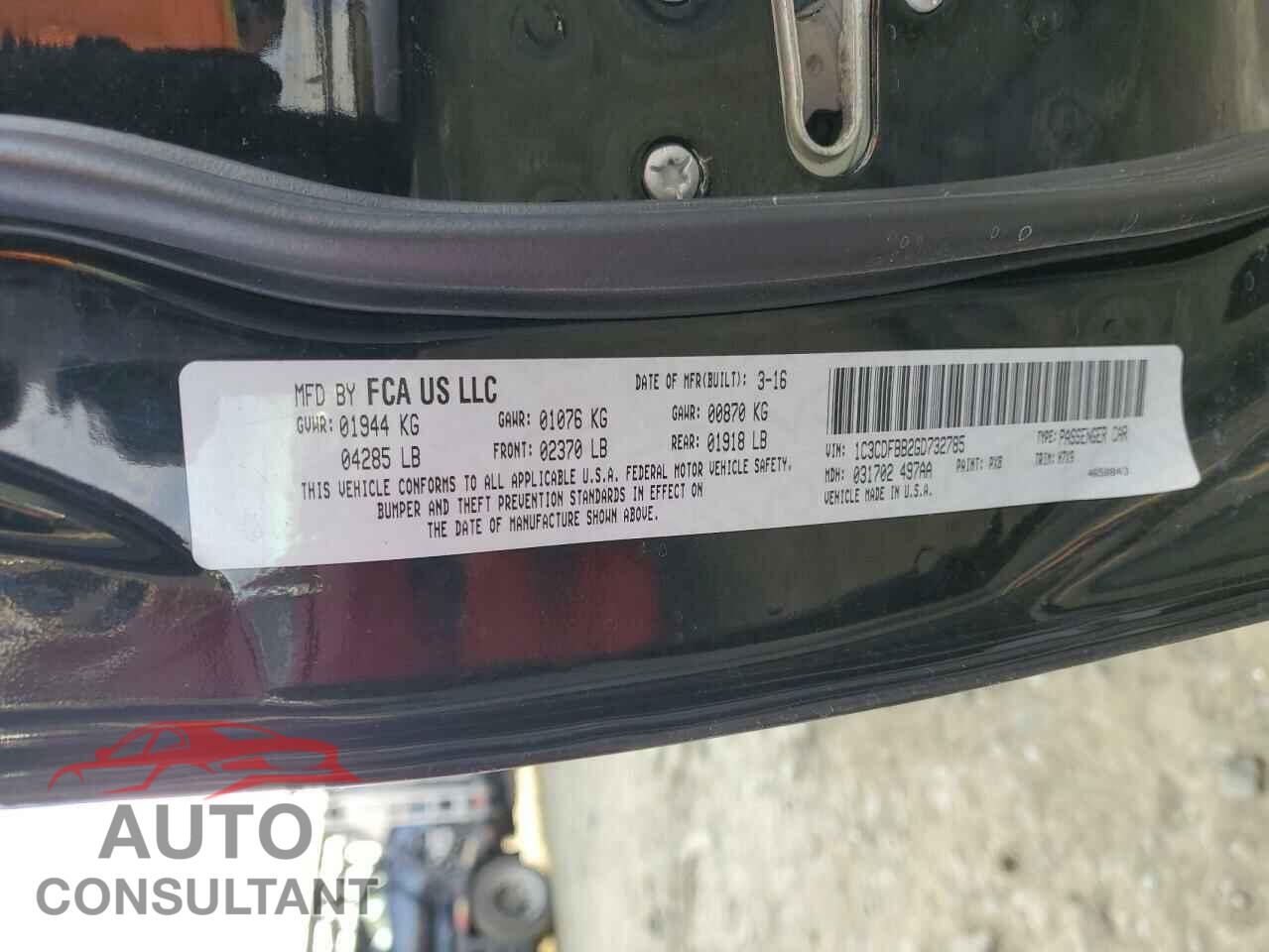 DODGE DART 2016 - 1C3CDFBB2GD732785