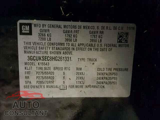 CHEVROLET SILVERADO 2017 - 3GCUKSEC8HG261331
