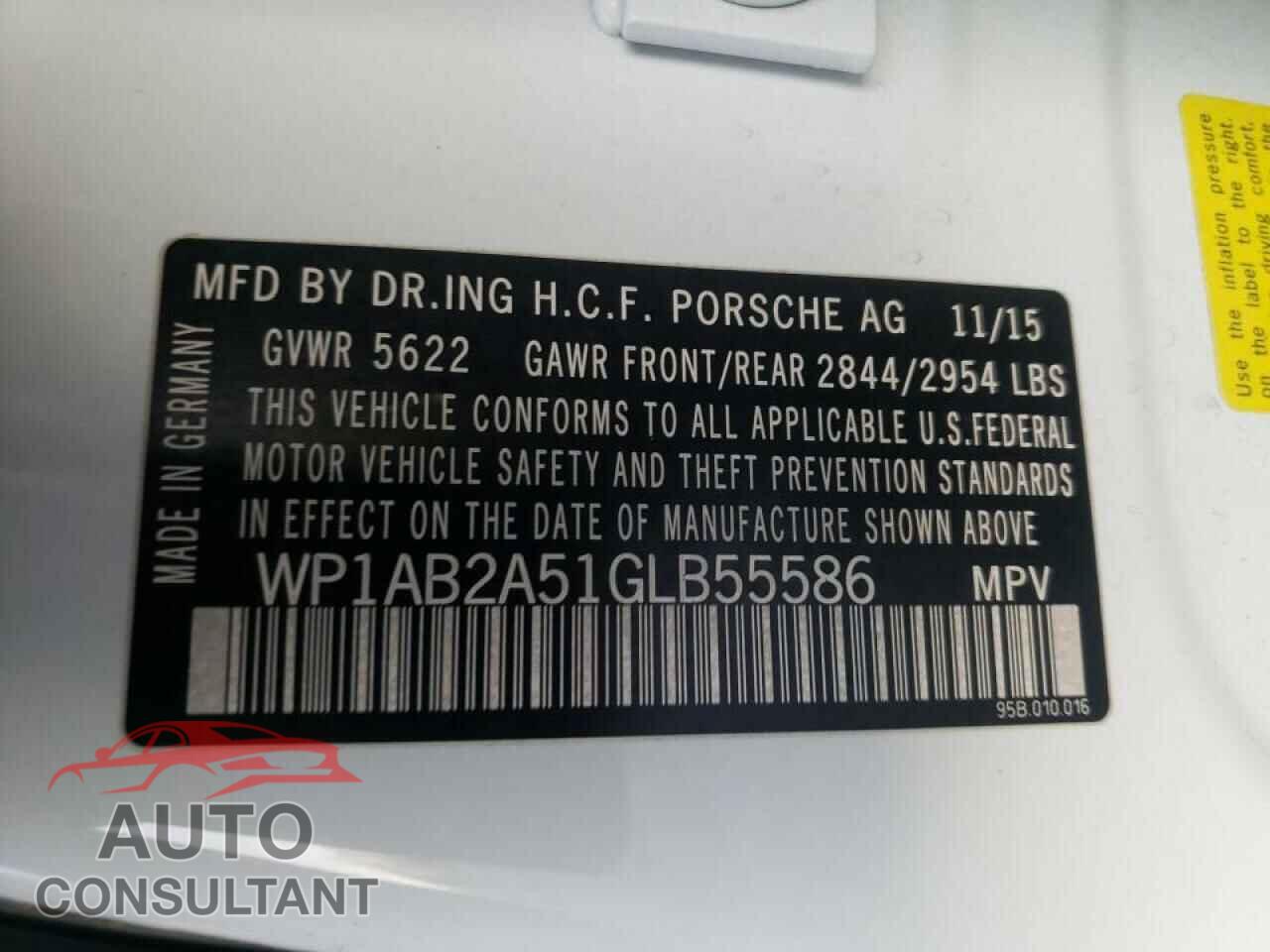 PORSCHE MACAN 2016 - WP1AB2A51GLB55586