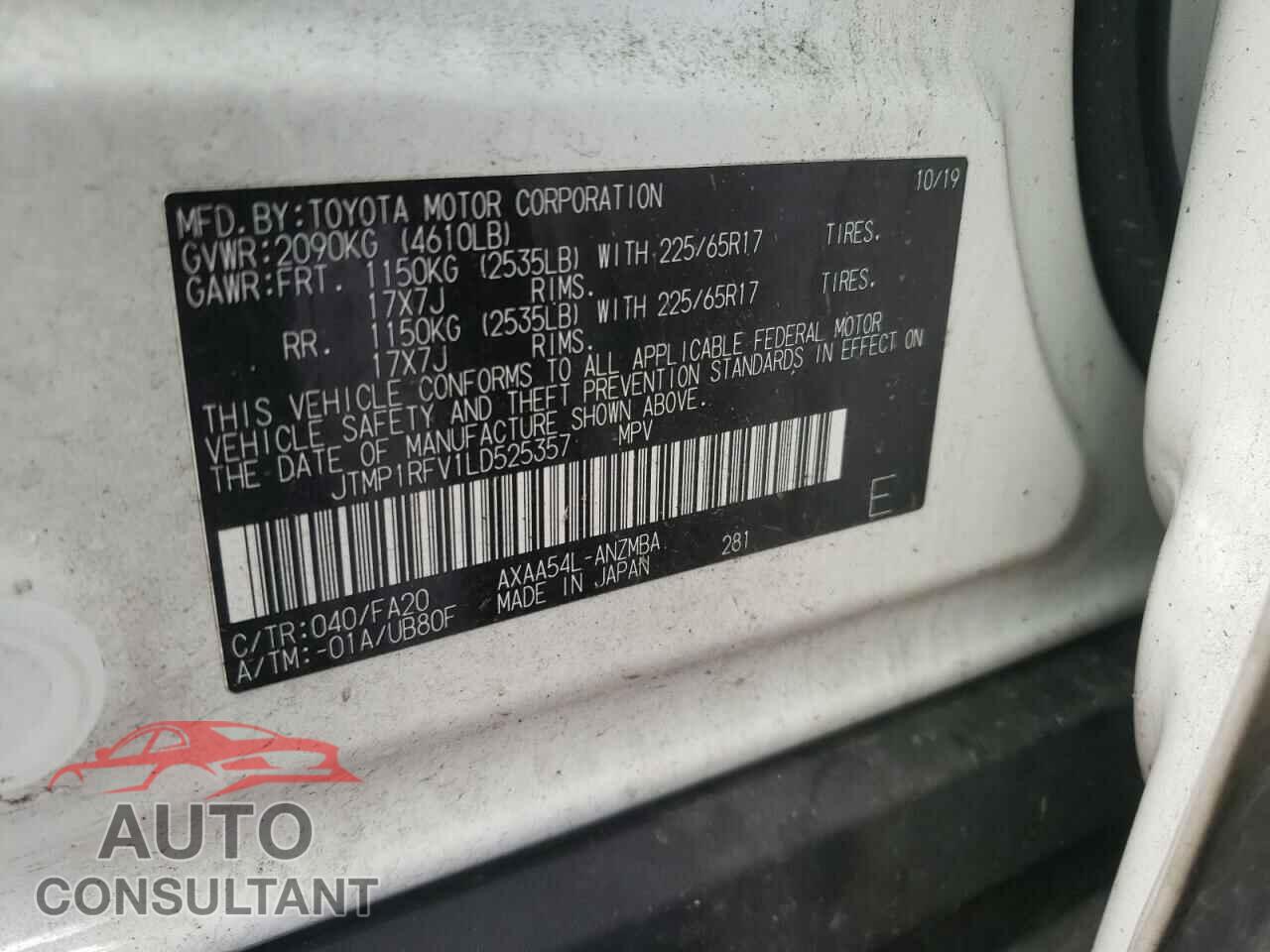 TOYOTA RAV4 2020 - JTMP1RFV1LD525357