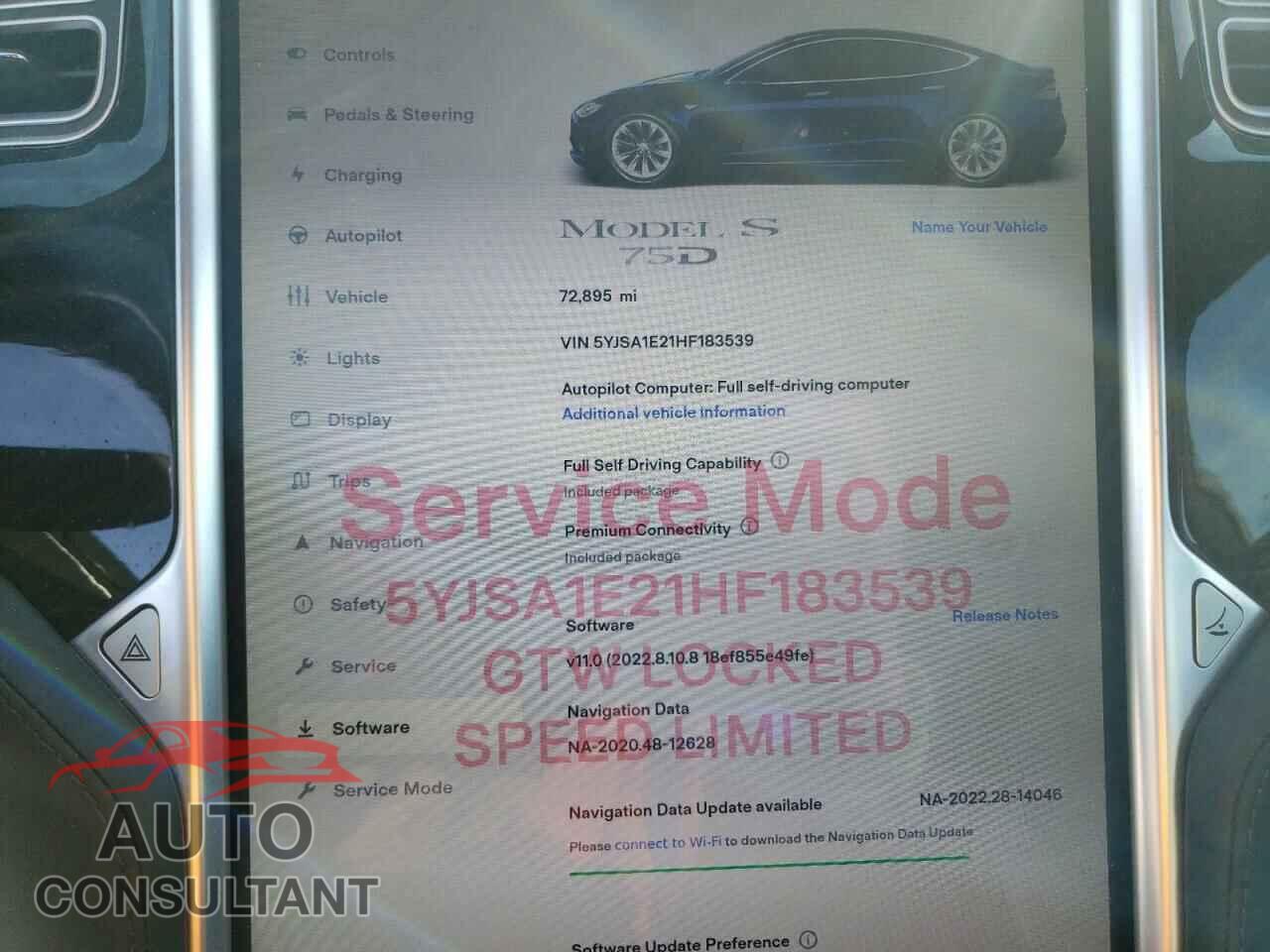 TESLA MODEL S 2017 - 5YJSA1E21HF183539