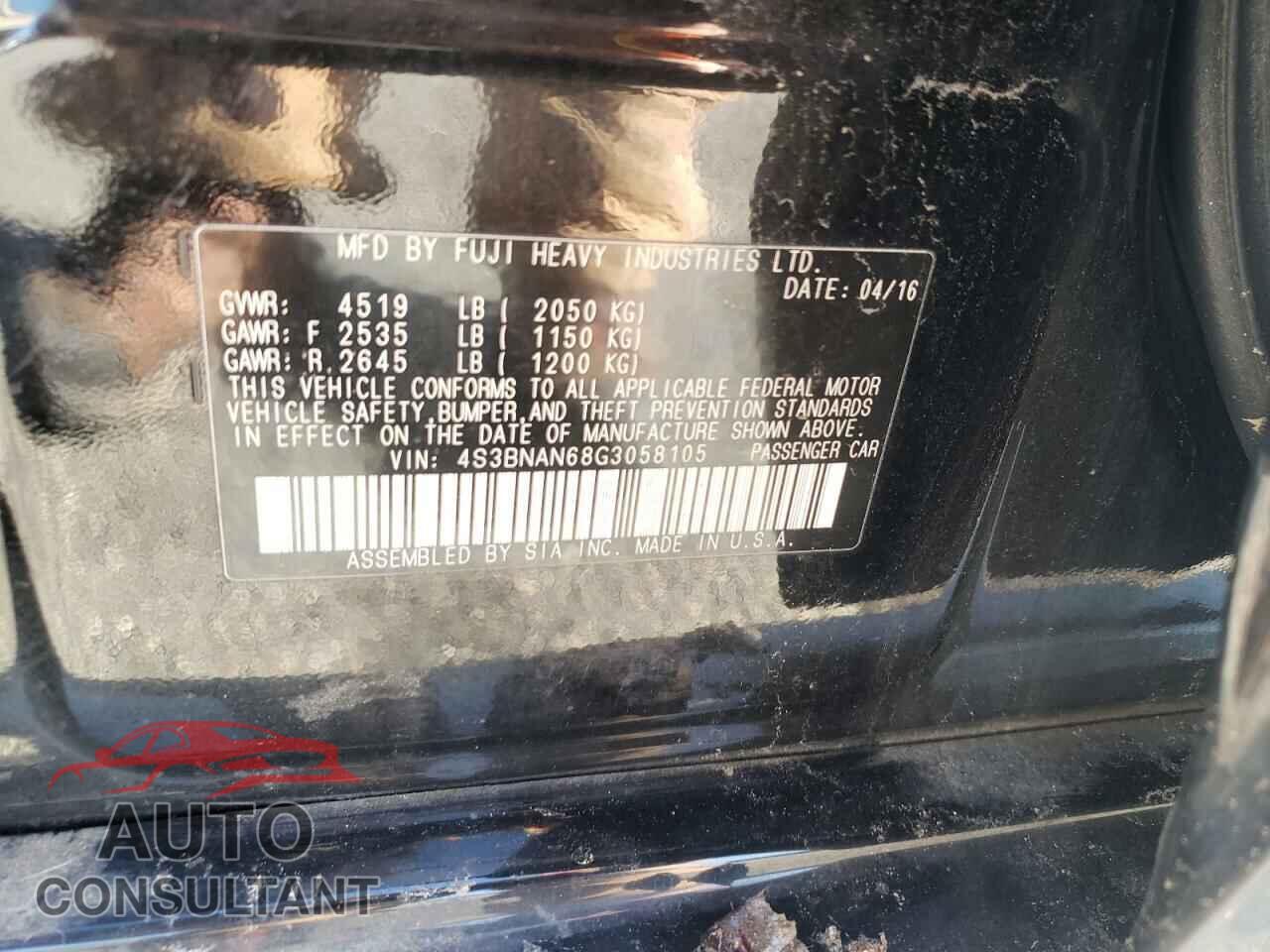 SUBARU LEGACY 2016 - 4S3BNAN68G3058105