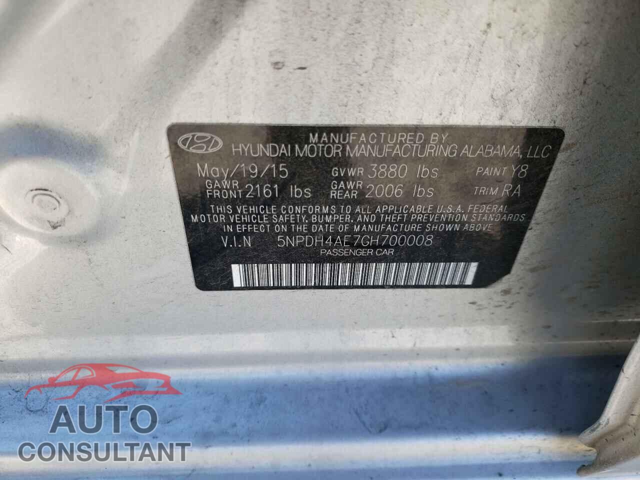 HYUNDAI ELANTRA 2016 - 5NPDH4AE7GH700008