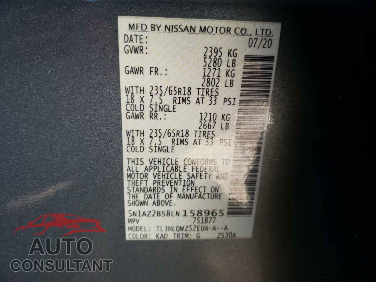 NISSAN MURANO 2020 - 5N1AZ2BS8LN158965