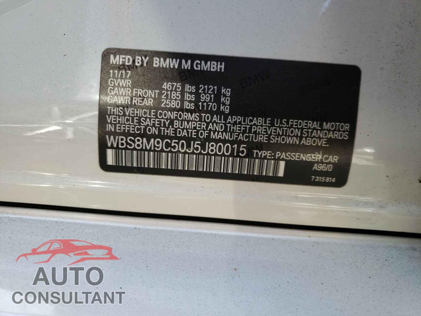 BMW M3 2018 - WBS8M9C50J5J80015