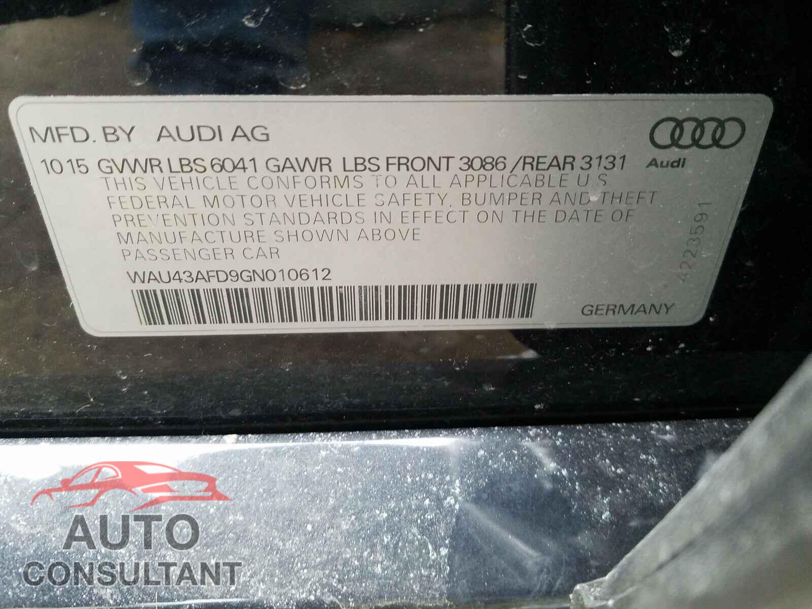 AUDI A8 2016 - WAU43AFD9GN010612