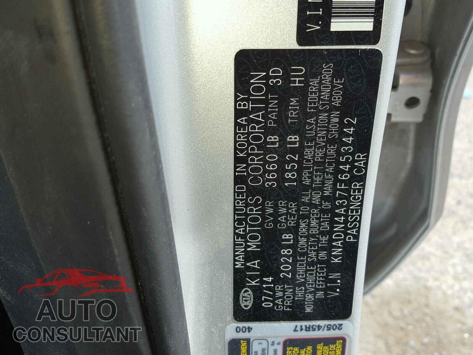 KIA RIO 2015 - KNADN4A37F6453442
