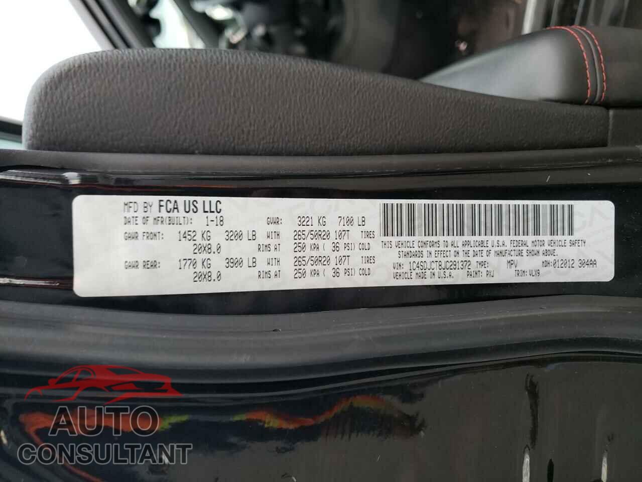 DODGE DURANGO 2018 - 1C4SDJCT8JC291372
