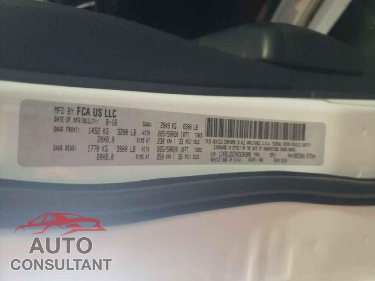 DODGE DURANGO 2017 - 1C4RDJDG7HC630309