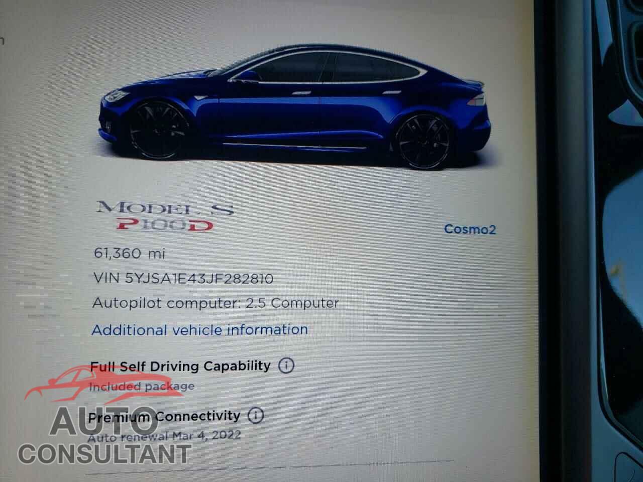 TESLA MODEL S 2018 - 5YJSA1E43JF282810
