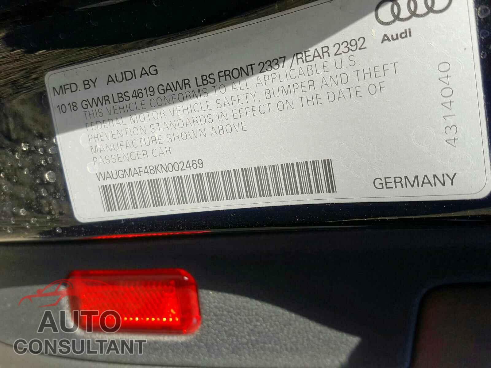 AUDI A4 2019 - JF2GPABC5H8260075