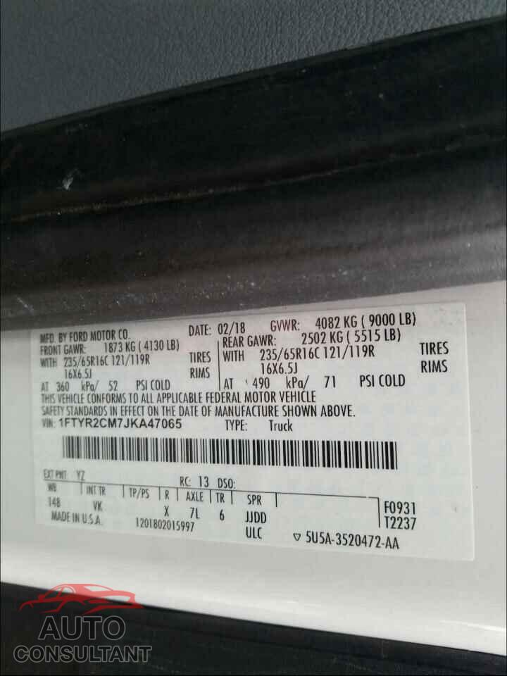 FORD TRANSIT CO 2018 - 1FTYR2CM7JKA47065