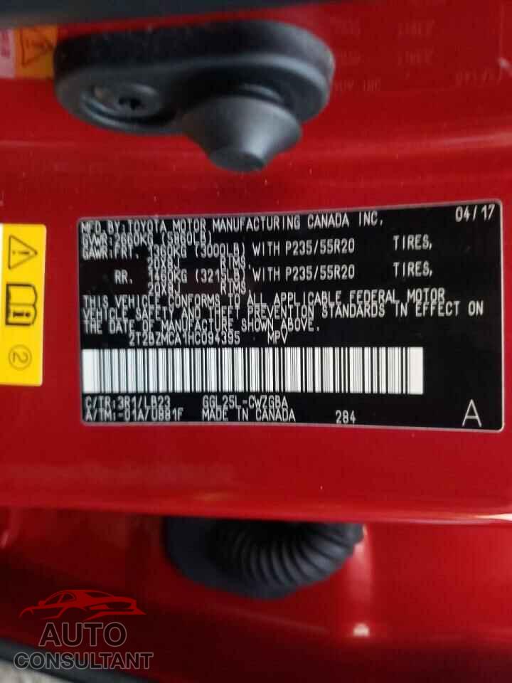 LEXUS RX350 2017 - 2T2BZMCA1HC094395
