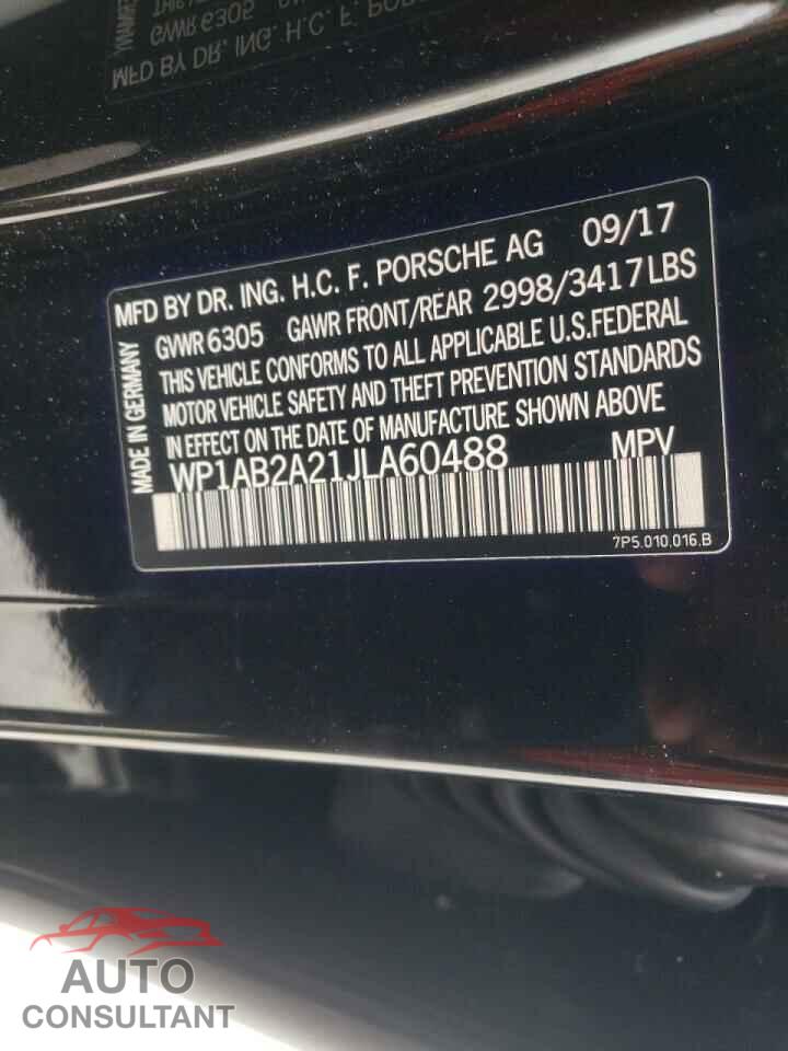 PORSCHE CAYENNE 2018 - WP1AB2A21JLA60488