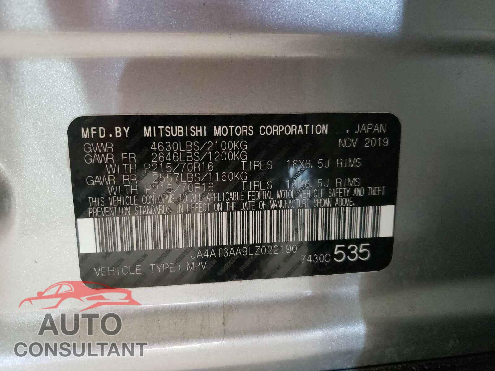 MITSUBISHI ECLIPSE 2020 - JA4AT3AA9LZ022190