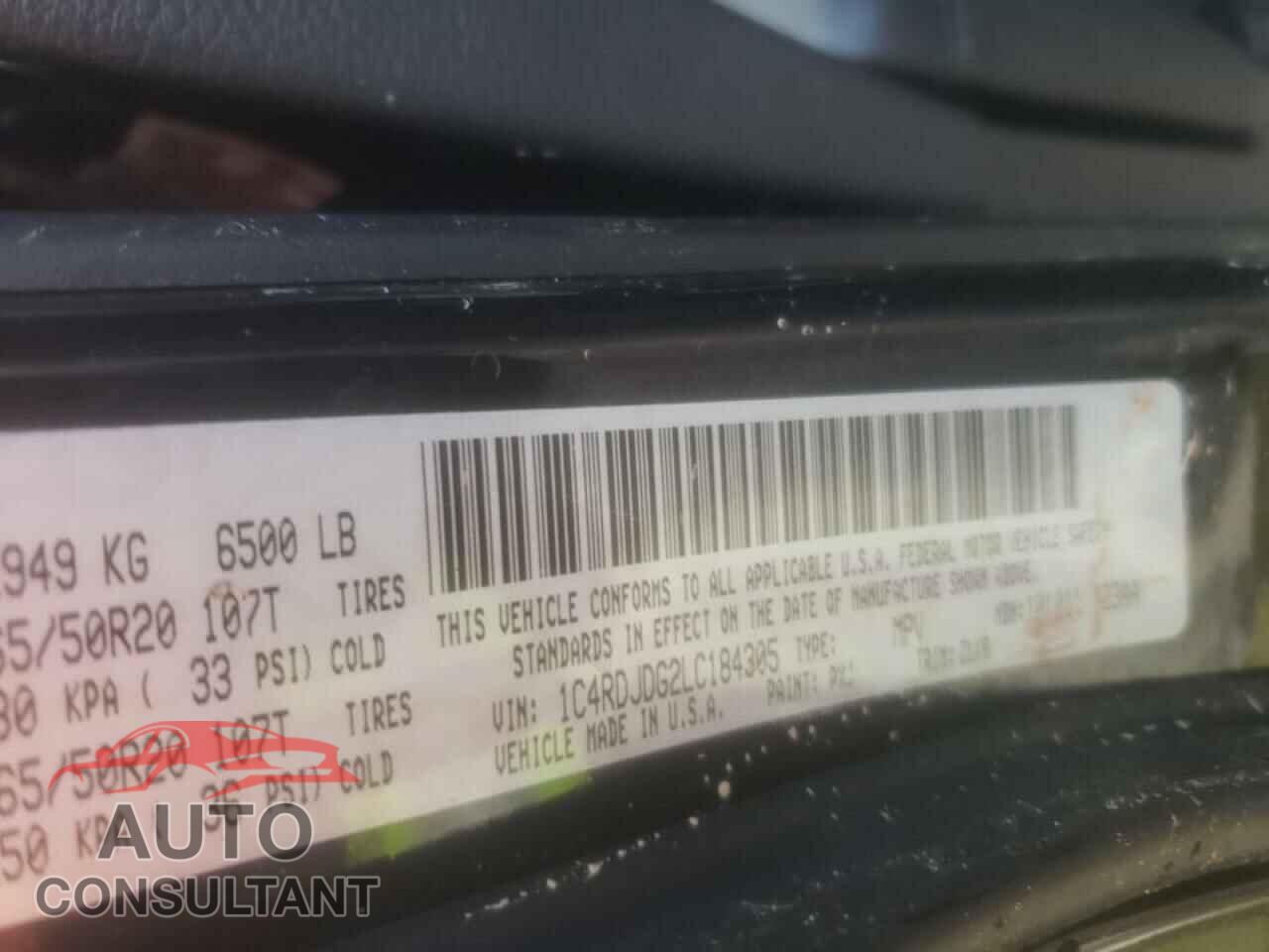 DODGE DURANGO 2020 - 1C4RDJDG2LC184305