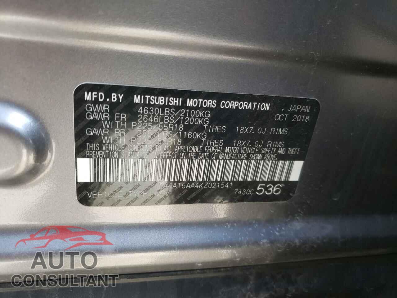 MITSUBISHI ECLIPSE 2019 - JA4AT5AA4KZ021541