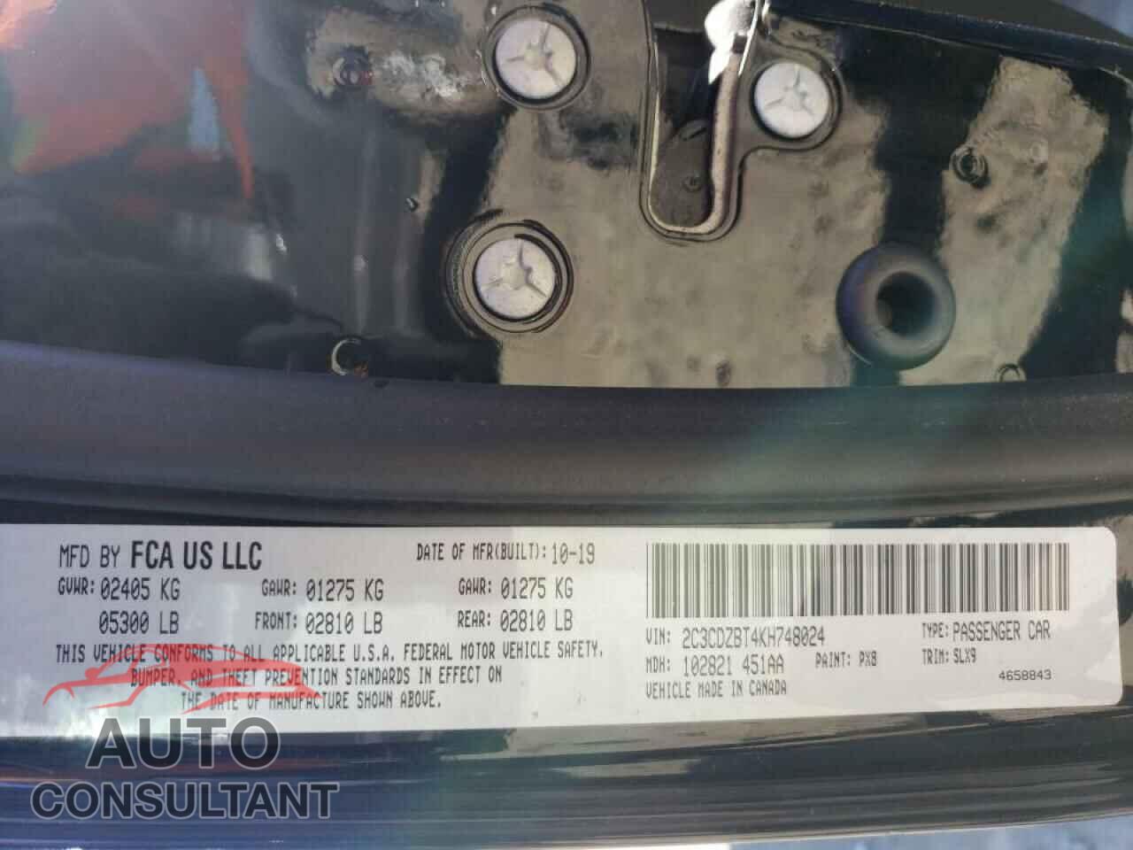 DODGE CHALLENGER 2019 - 2C3CDZBT4KH748024