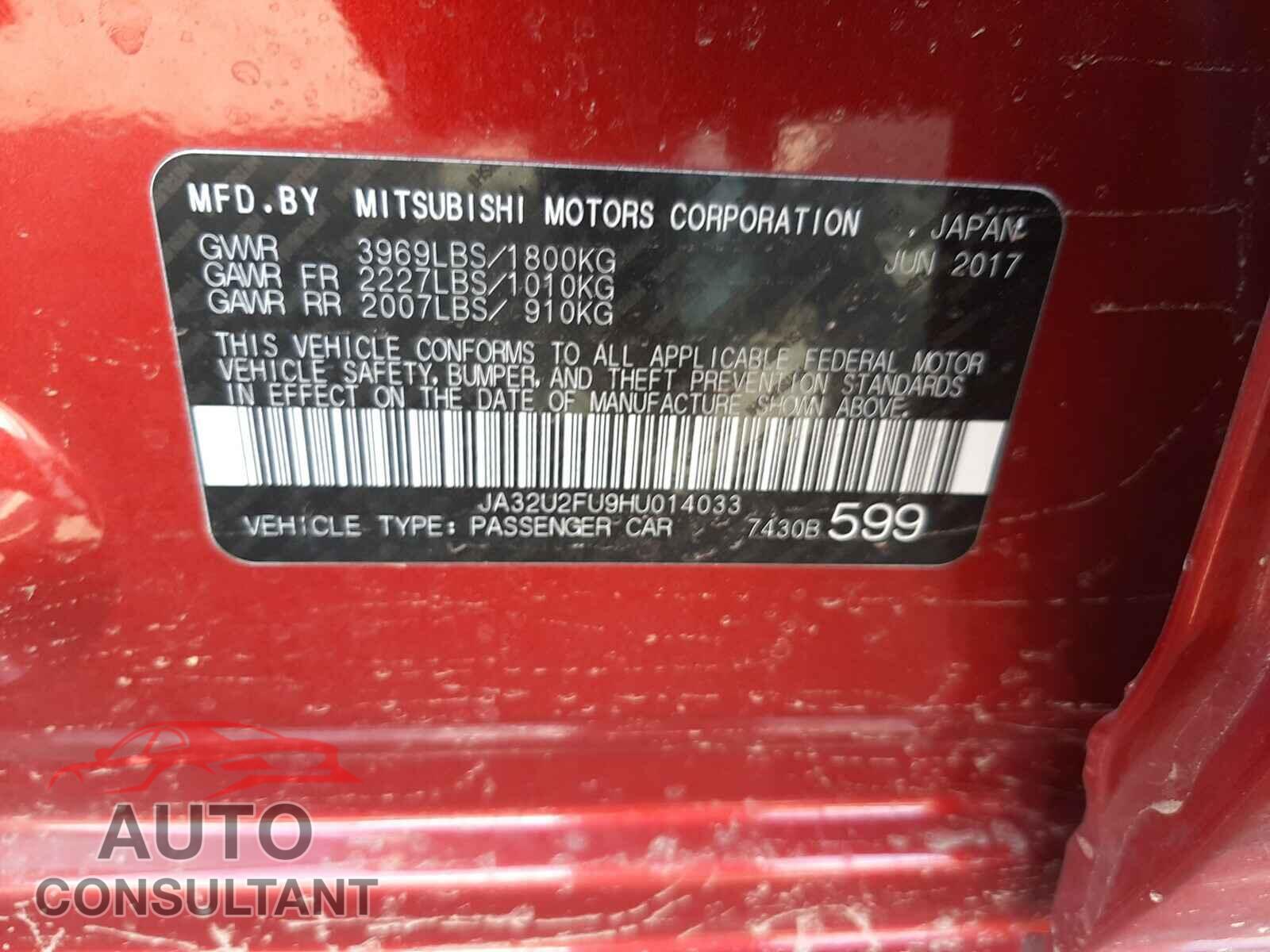 MITSUBISHI LANCER 2017 - JA32U2FU9HU014033