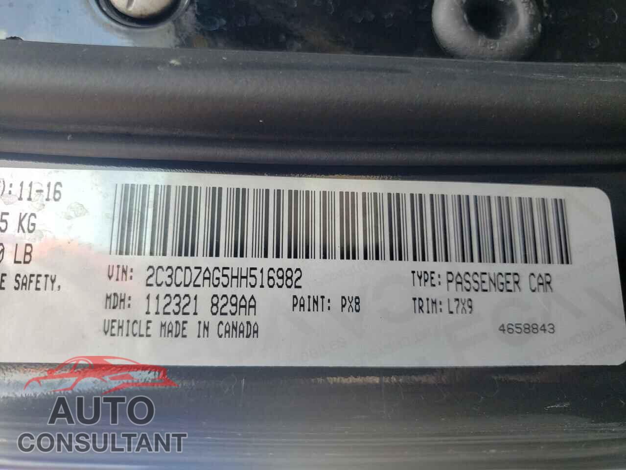 DODGE CHALLENGER 2017 - 2C3CDZAG5HH516982