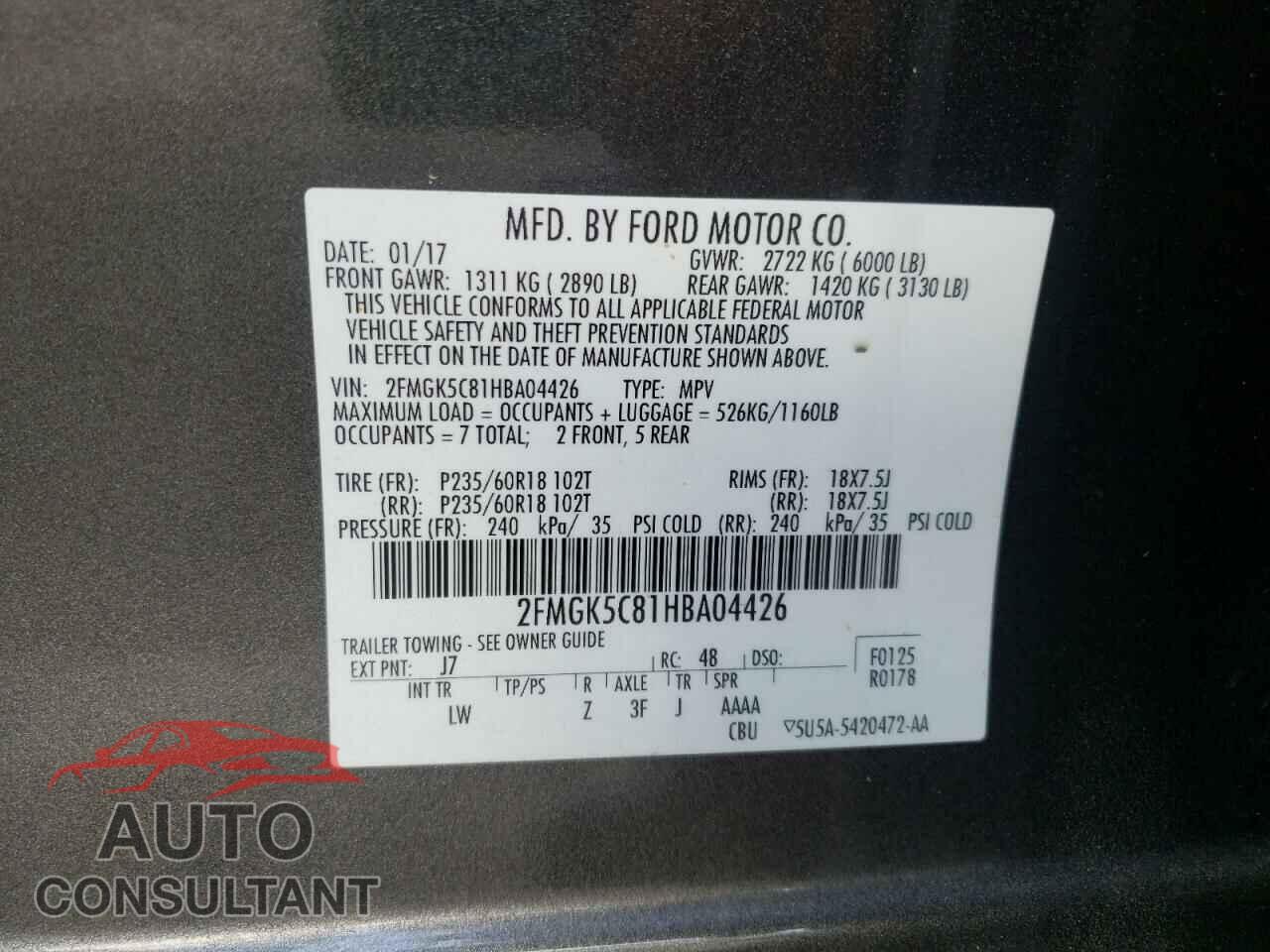 FORD FLEX 2017 - 2FMGK5C81HBA04426