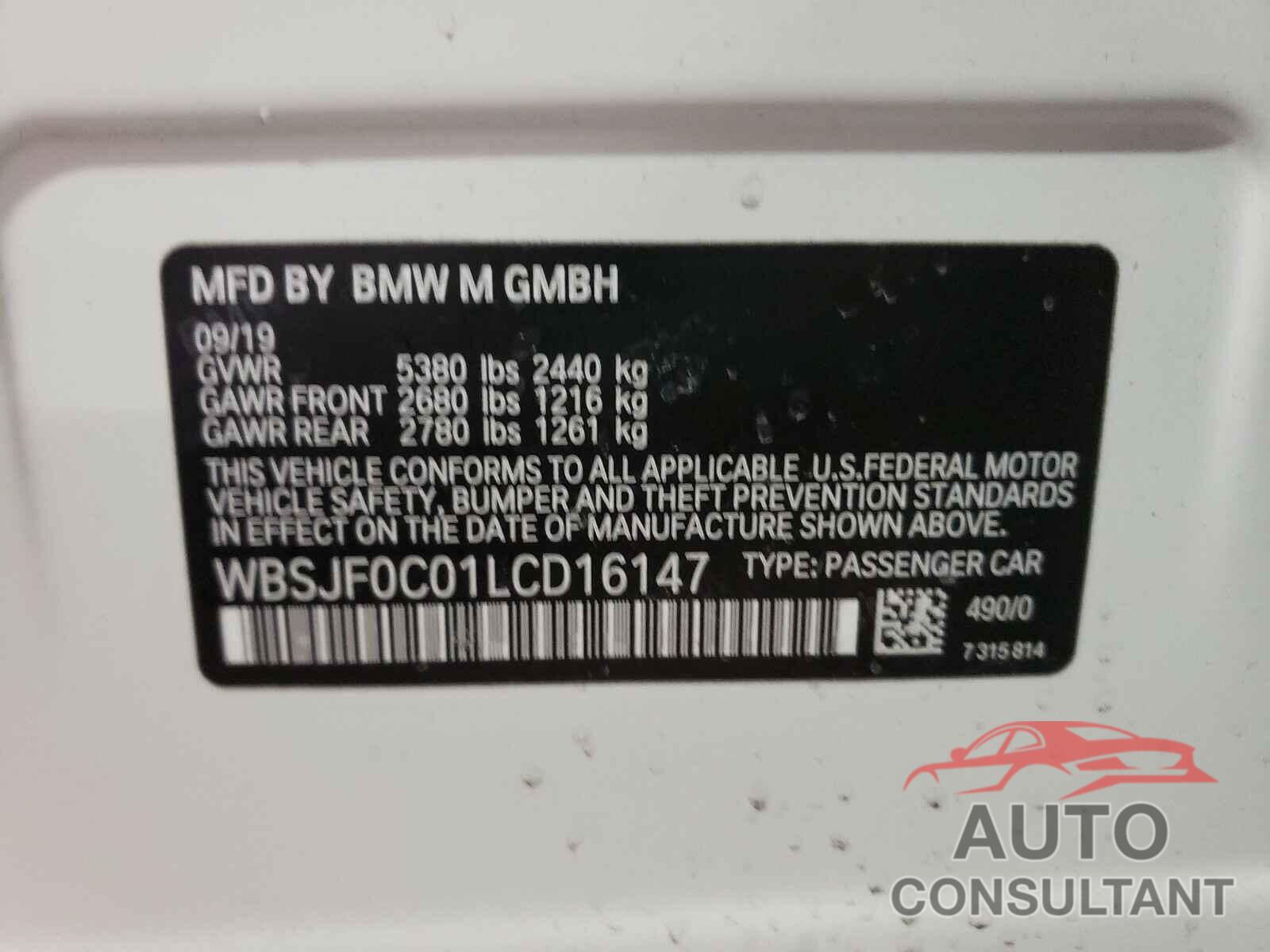 BMW M5 2020 - WBSJF0C01LCD16147