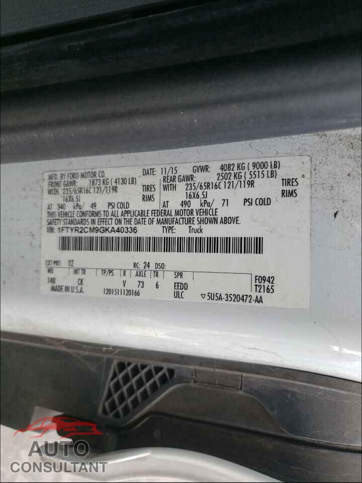 FORD TRANSIT CO 2016 - 1FTYR2CM9GKA40336