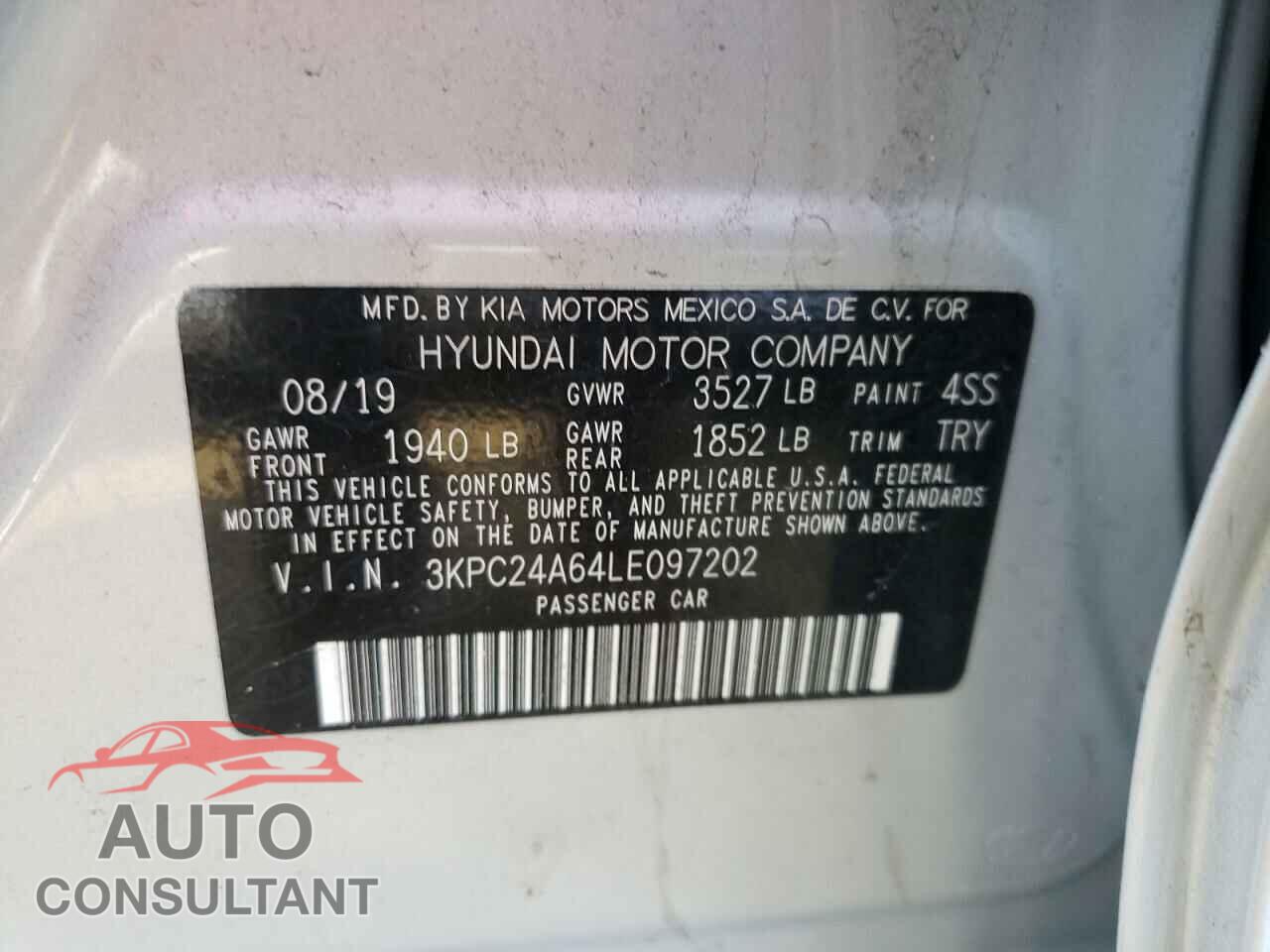 HYUNDAI ACCENT 2020 - 3KPC24A64LE097202