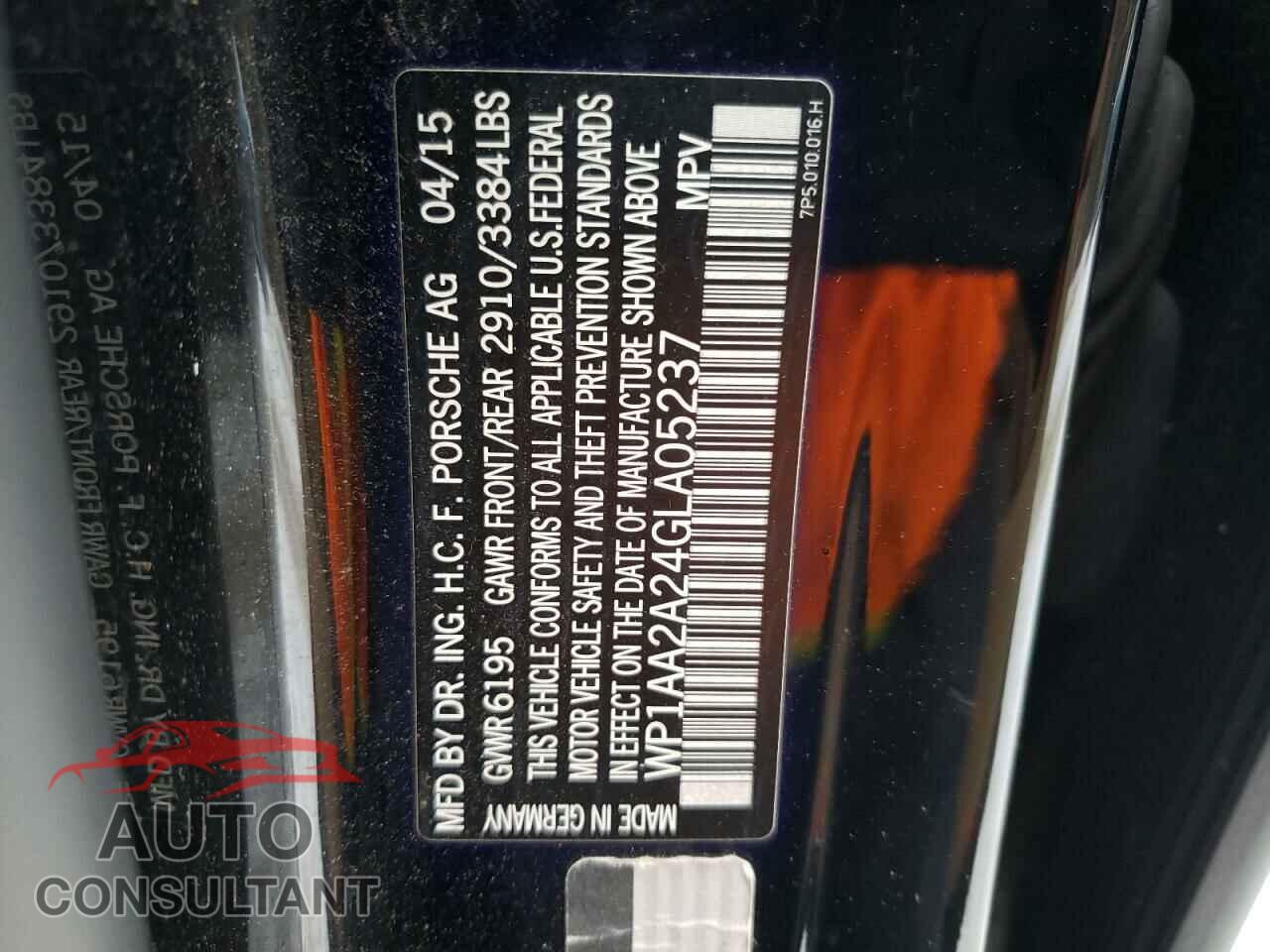PORSCHE CAYENNE 2016 - WP1AA2A24GLA05237