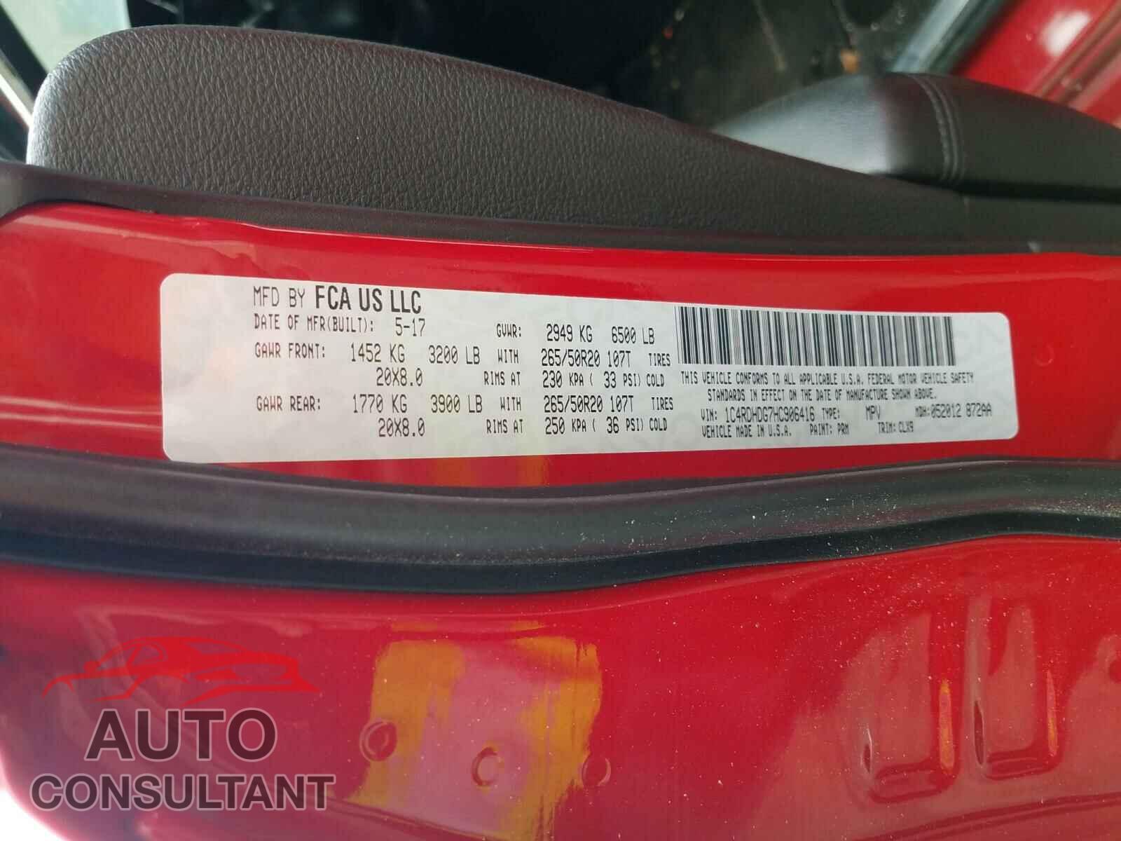 DODGE DURANGO 2017 - 1C4RDHDG7HC906416