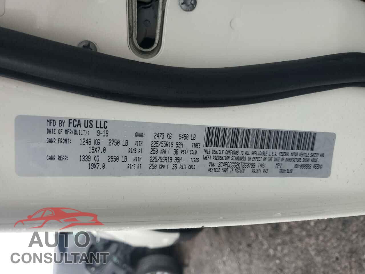 DODGE JOURNEY 2019 - 3C4PDCGG2KT860799