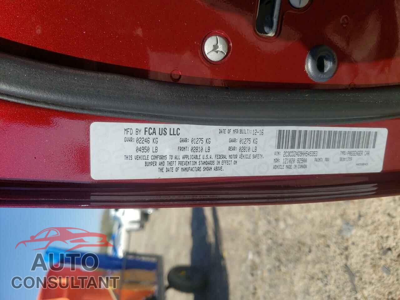 DODGE CHALLENGER 2017 - 2C3CDZAG9HH545353