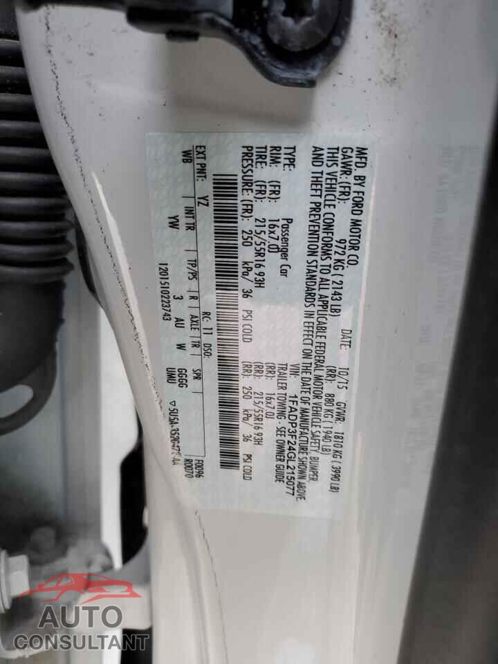 FORD FOCUS 2016 - 1FADP3F24GL215077