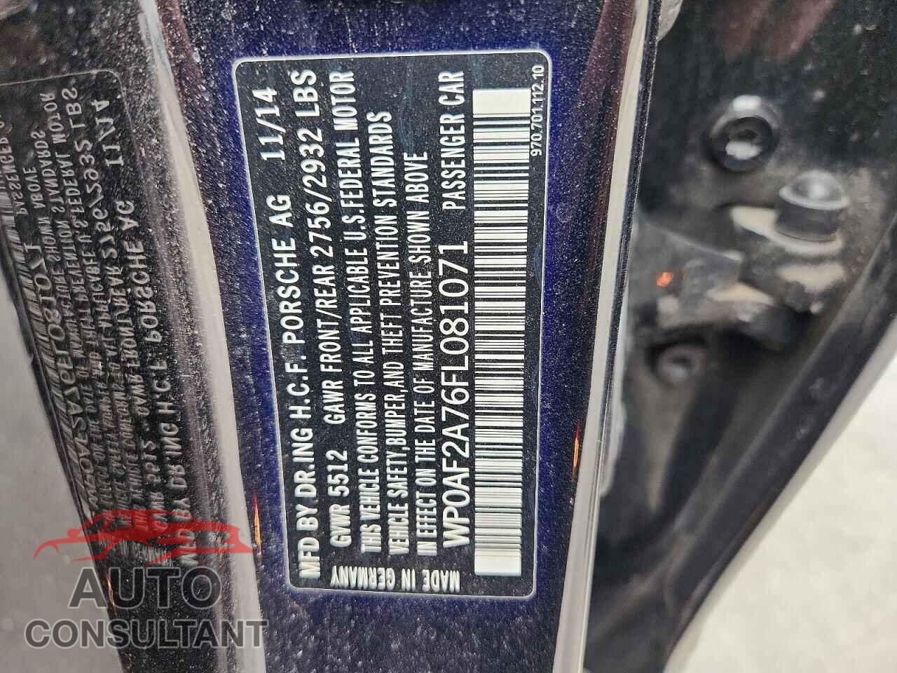 PORSCHE PANAMERA 2015 - WP0AF2A76FL081071