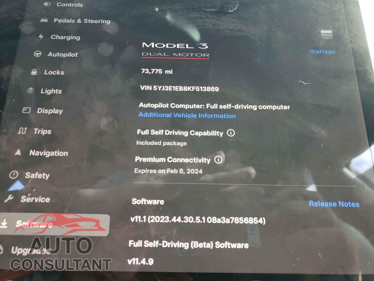 TESLA MODEL 3 2019 - 5YJ3E1EB8KF513869