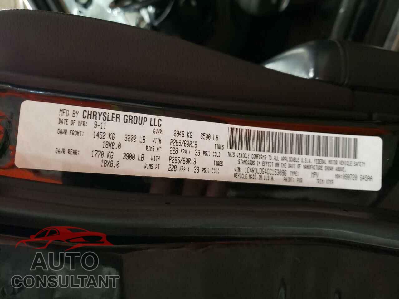 DODGE DURANGO 2012 - 1C4RDJDG4CC153086